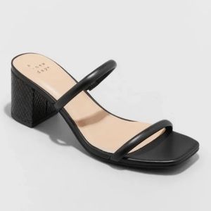 Women's Cris Mule Heels - A New Day" black strap block heel sandal 6.5